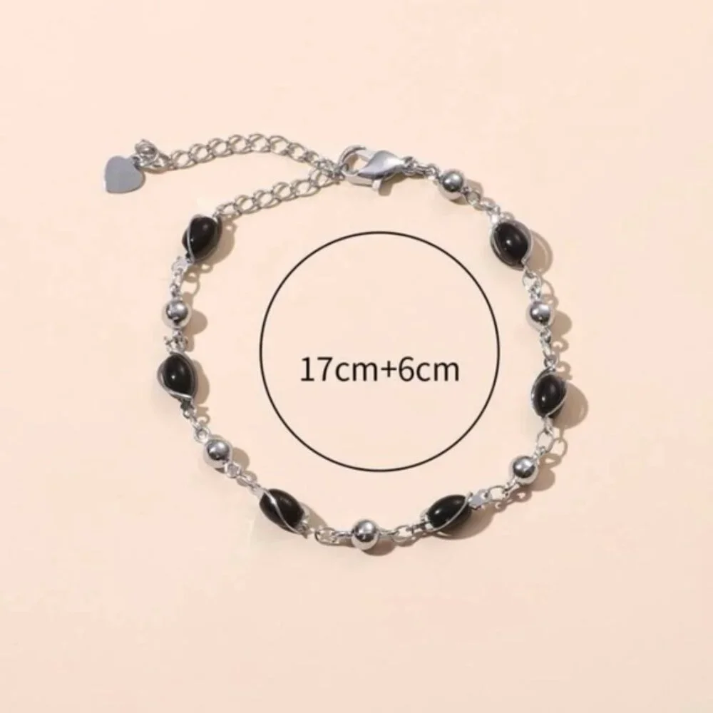 Sleek Silver and Black Bead Bracelet - Picture 4 of 5